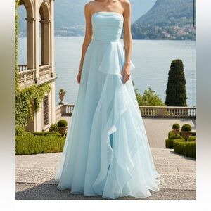 Trish Scully Light Blue Evening Gown